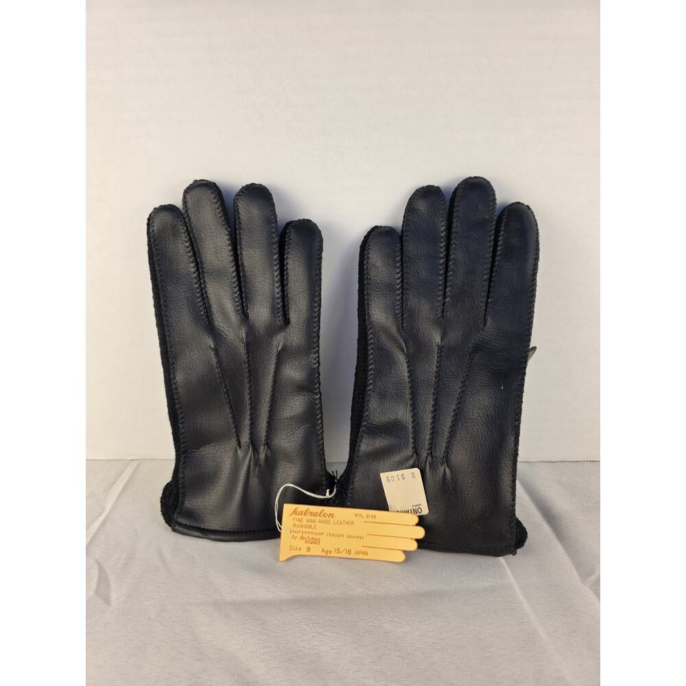 Vintage Becker Kabralon Young Men's Size 9-Small Gloves 1970's NOS Black Leather